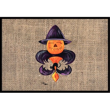 MICASA 18 x 27 in. Halloween Pumpkin Bat Fleur De Lis Indoor & Outdoor Doormat MI219259